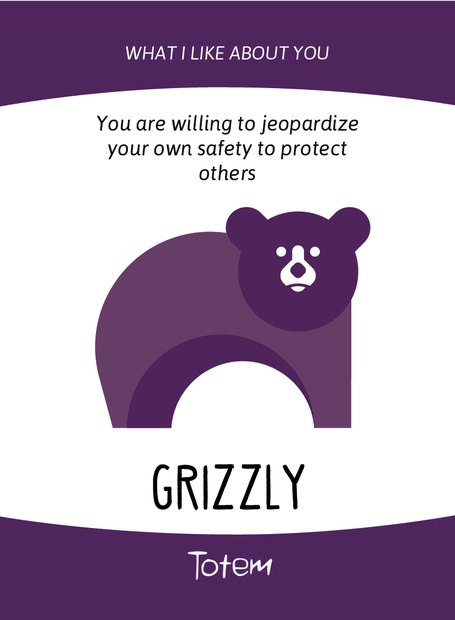 Carte Animal de Totem : le grizzly
